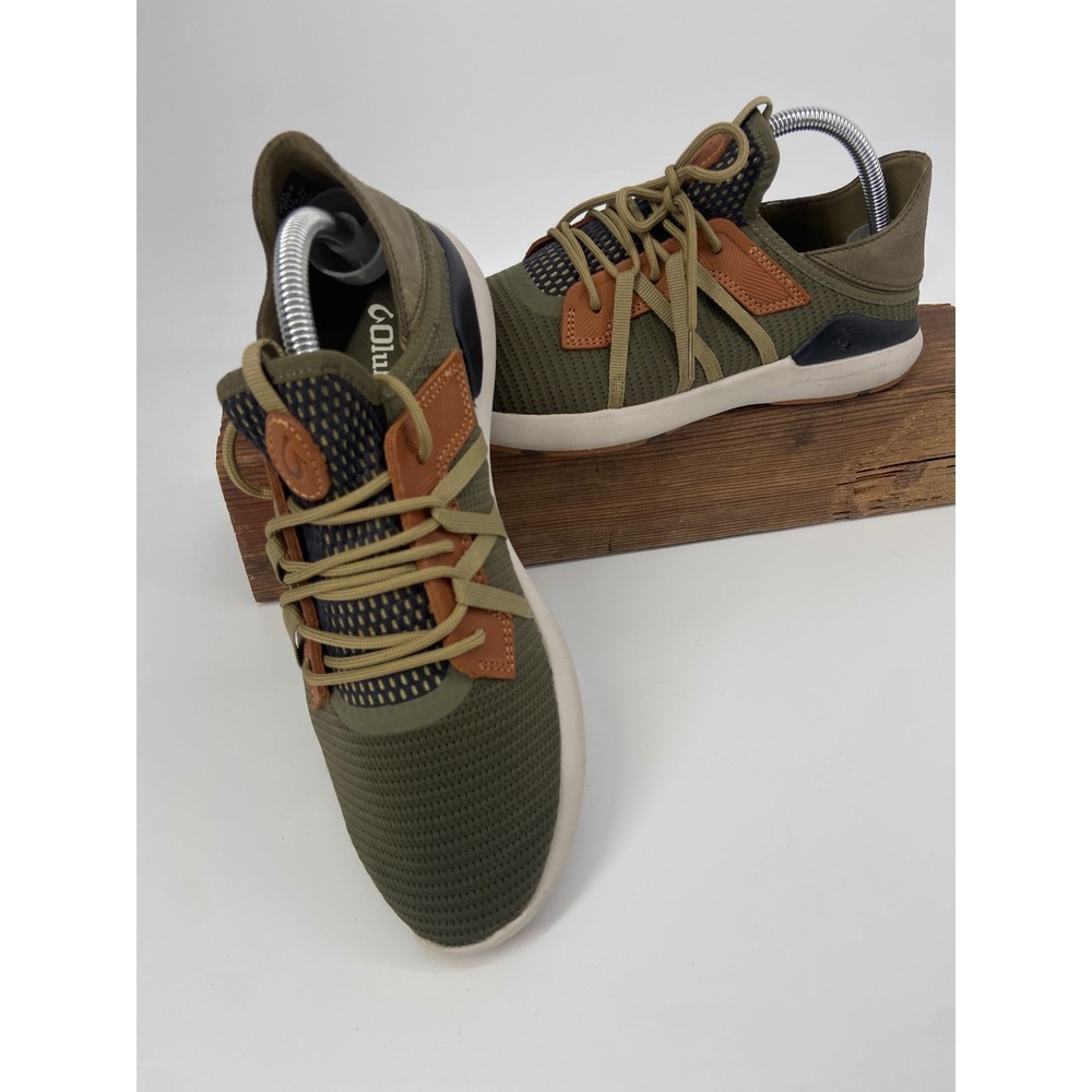 Olukai Holo Sneakers Dust Olive Dark Wood Mesh Athletic Shoes 10470-HGLI-Size 9